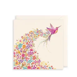 The Art File Greeting Cards-Pink Hummingbird Greeting Card by Sara Miller