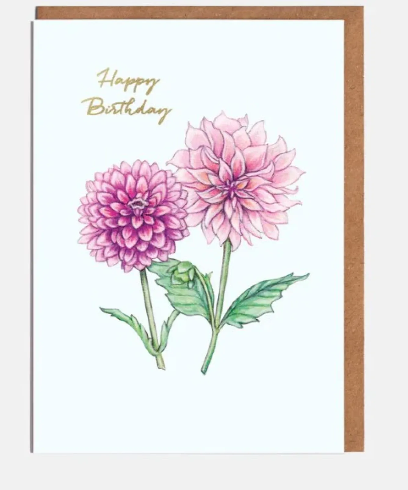 Lottie Murphy Gardening-Pink Orange Dahlia Birthday Card