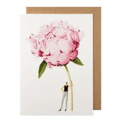 Laura Stoddart Greeting Cards-Pink Peony Blank Greetings Card