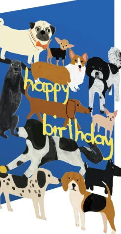 Roger La Borde Greeting Cards-Playful Dogs, Birthday Laser Greeting Card