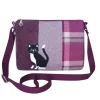 Earth Squared Bags Bags-Plum Tweed Cat Applique Messenger Bag