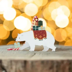 Dapple & Dot Christmas-Polar Bear with Presents Wooden Christmas Decoration
