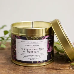 Toasted Crumpet Home Fragrance-Pomegranate Noir & Mulberry Candle in a Matt Gold Tin