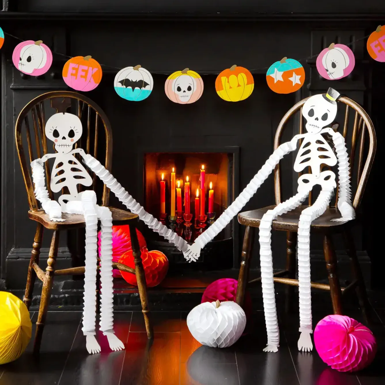 Talking Tables Halloween|Seasonal Decor-Pumpkin Honeycomb Decorations - 3 pack