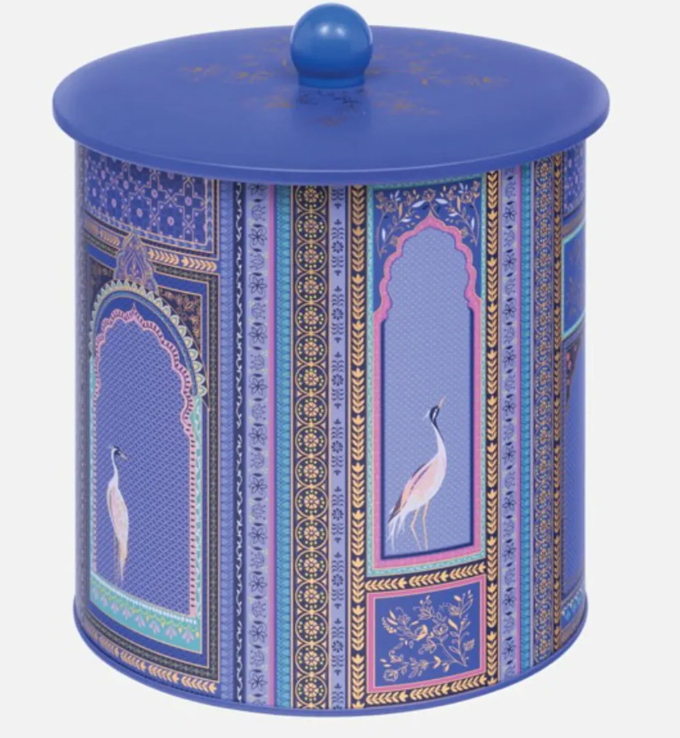 Sara Miller London Storage-Purple Lattice Windows Biscuit Barrel