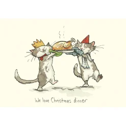 Two Bad Mice Greeting Cards-"We Love Christmas Dinner" Christmas Card