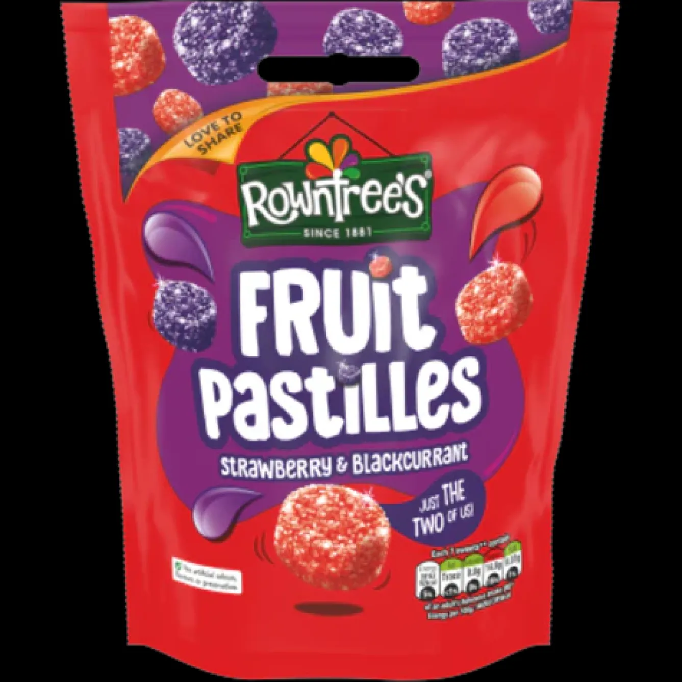 Tea & Biscuits Sweets/Candy-Rowntree's Fruit Pastilles Strawberry & Blackcurrant 143g