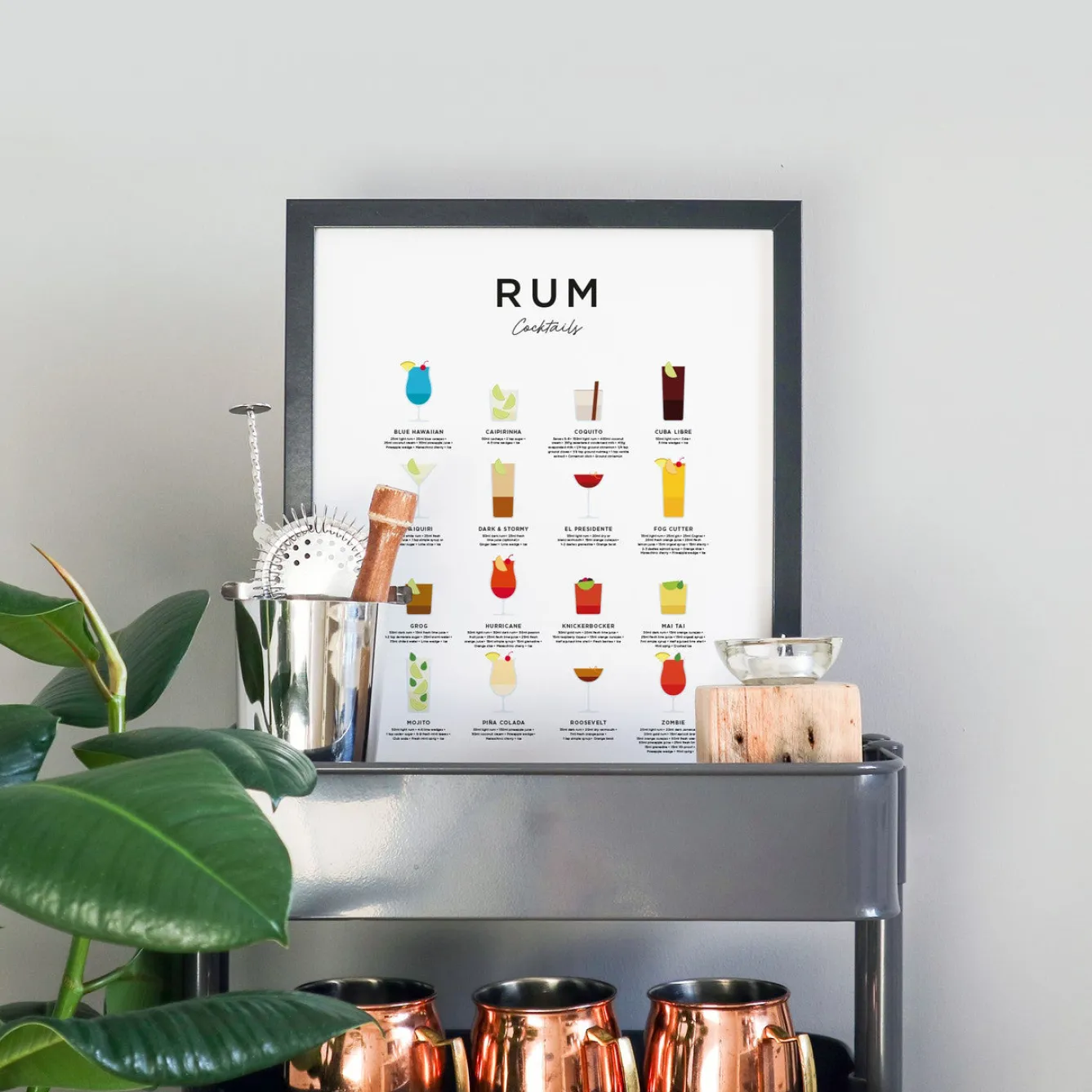 Everlong Print Co. Art-Rum Cocktails Print - Framed