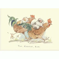 Two Bad Mice Greeting Cards-Run, Rooster, Run Greetings Card