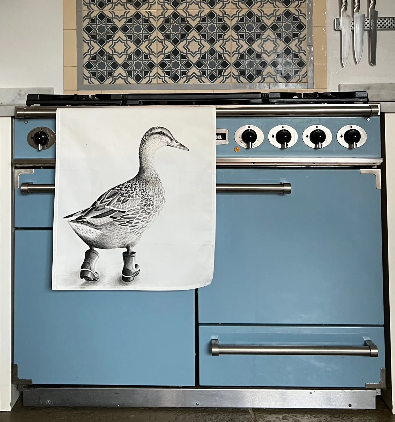Katherine Sheard Designs Tea|Tea Towels-Runaway Duck Tea Towel