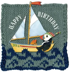 Emma Ball Greeting Cards-Sailing Birthday - Woolly Puffins Greetings Card