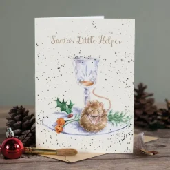 Wrendale Designs Greeting Cards-'Santa's Little Helper' Christmas Greetings Card