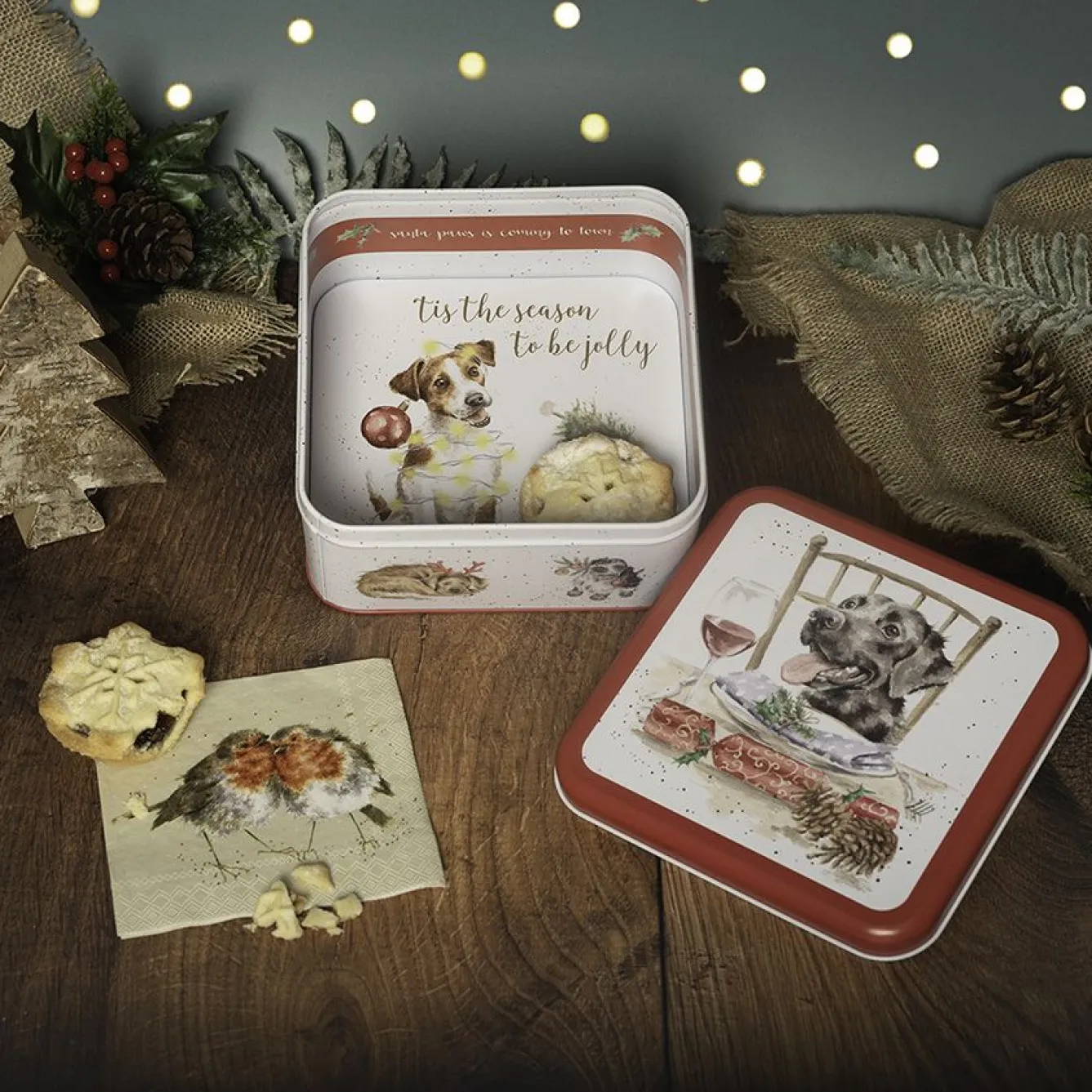 Wrendale Designs Seasonal|Seasonal Decor-Santa's Little Helpers Christmas Tin