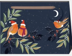 Penny Kennedy Christmas-Sara Miller Robin Chorus Midnight Shopper Gift Bag