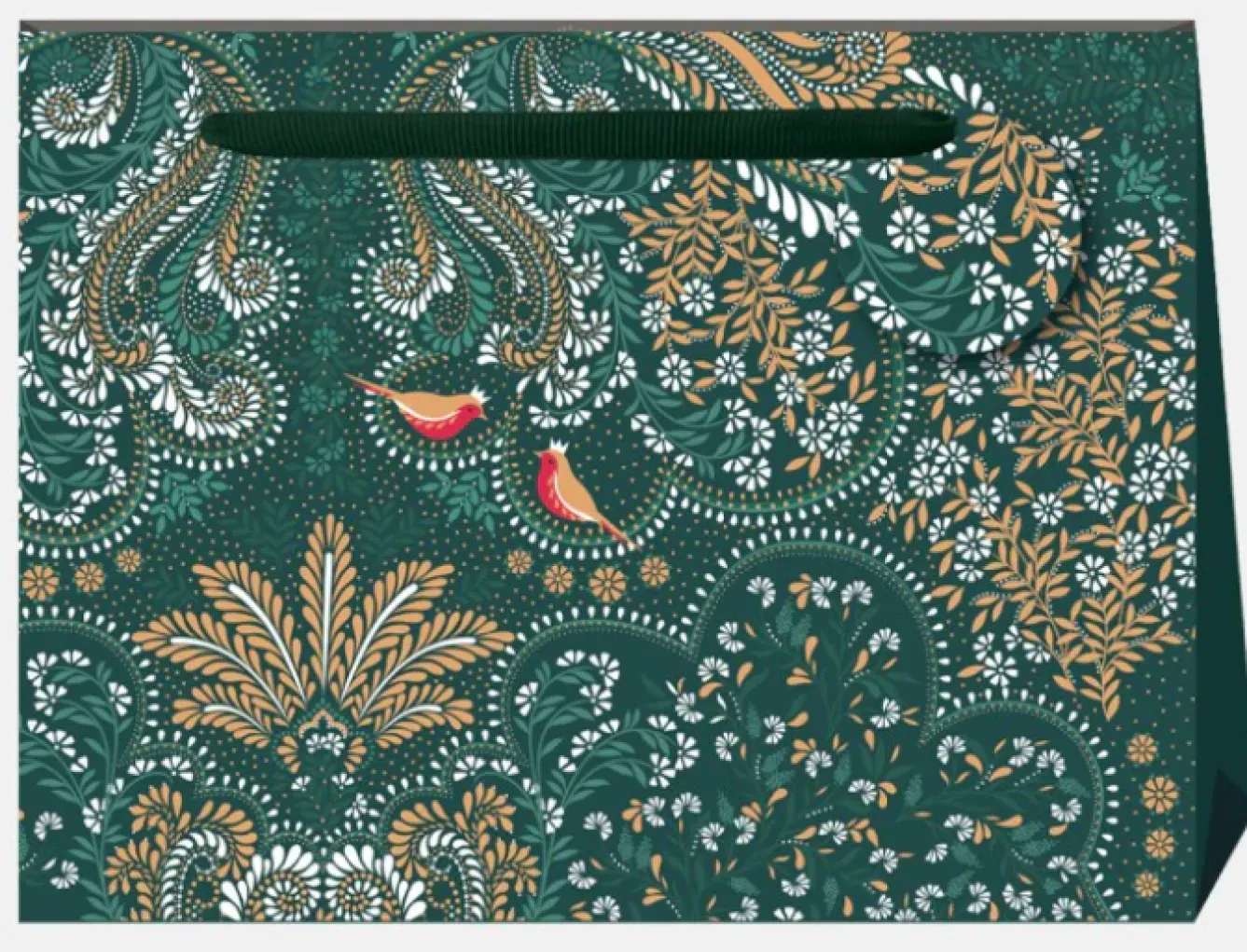 Penny Kennedy Christmas-Sara Miller Robin Filigree Deep Emerald Shopper Gift Bag