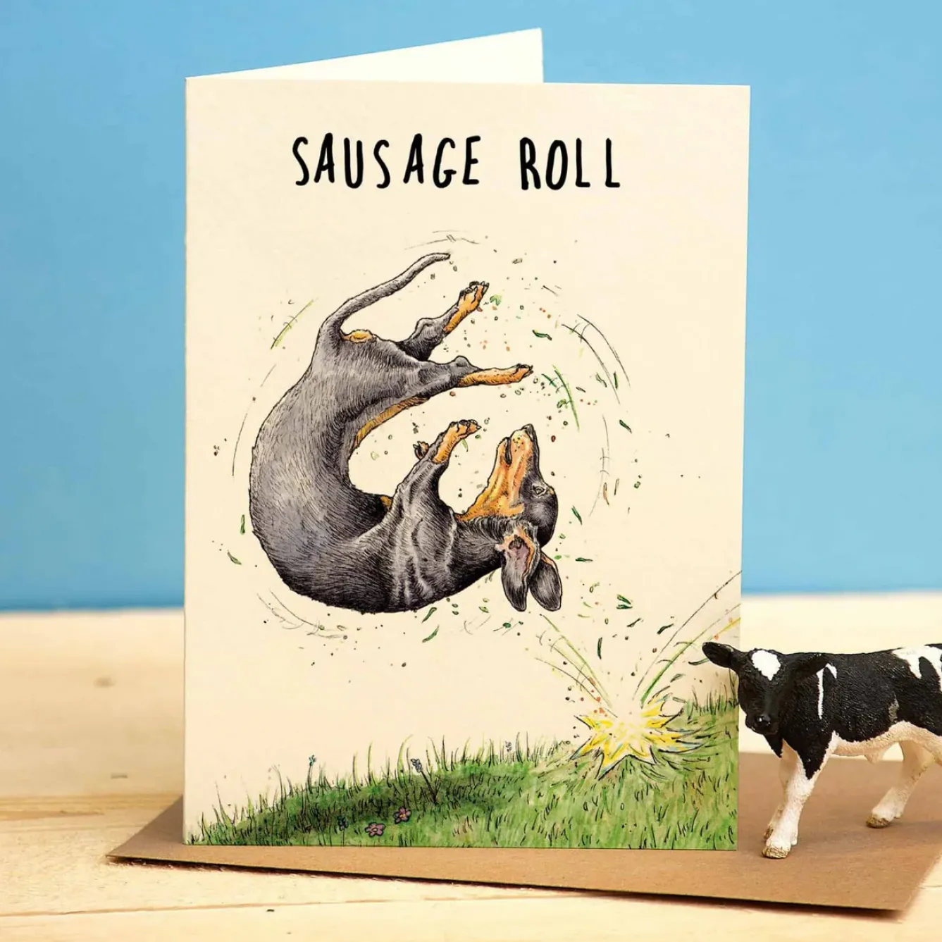 Bewilderbeest Greeting Cards-Sausage Roll Greetings Card
