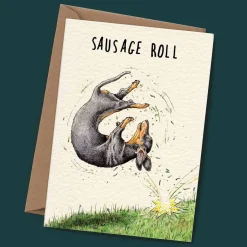 Bewilderbeest Greeting Cards-Sausage Roll Greetings Card