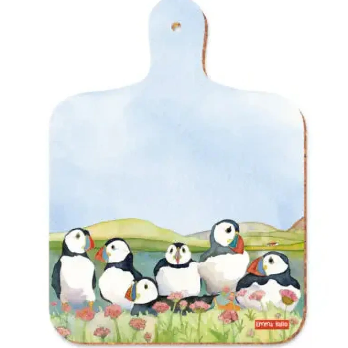 Emma Ball Kitchenware|Chopping Boards-Sea Thrift Puffins Mini Chopping Board