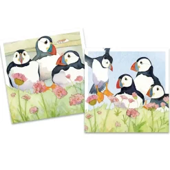 Emma Ball Stationery|Greeting Cards-Sea Thrift Puffins pack of 10 Mini Notecards