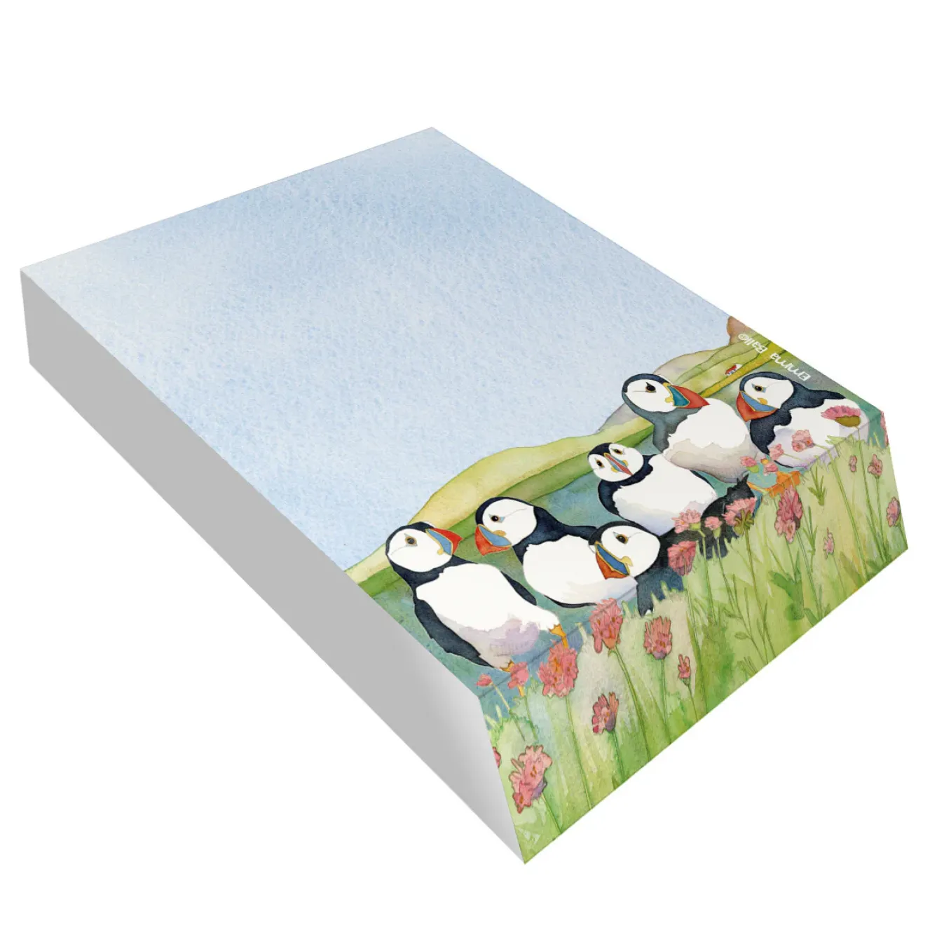Emma Ball Stationery-Sea Thrift Puffins Slant Pad