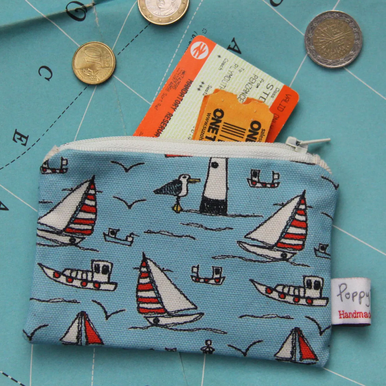 Poppy Treffry Storage|Bags-Seaside Small Flat Coin Purse