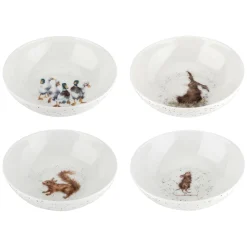 Wrendale Designs Plates-Set of Four 6 Inch Bowls (Hare, Duck, Mouse, Squirrel)
