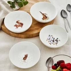 Wrendale Designs Plates-Set of Four 6 Inch Bowls  (Hare, Duck, Mouse, Squirrel)