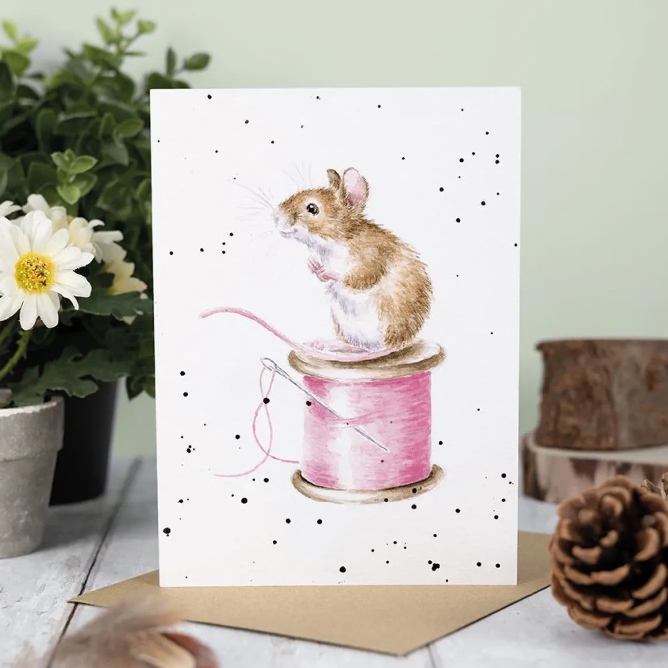 Wrendale Designs Greeting Cards-'Sew it Begins' Blank Greetings Card