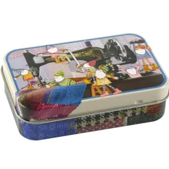 Emma Ball Storage-Sewing Gnomes Hinged Small Rectangular Tin