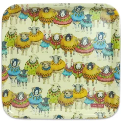 Emma Ball Tea|Trays-Sheep in Sweaters Melamine Square Tray