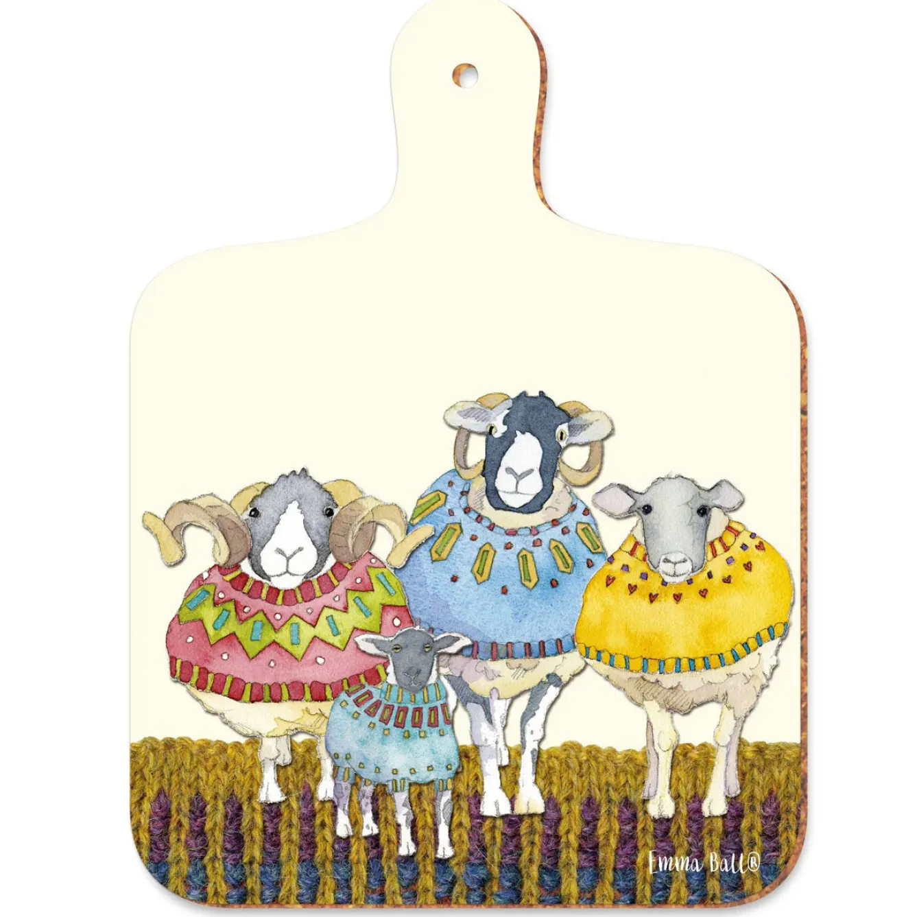 Emma Ball Chopping Boards-Sheep in Sweaters Mini Chopping Board