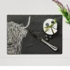 Selbrae Tea|Serving Plates & Boards-Slate Cheese Board & Knife Set - Highland Cow