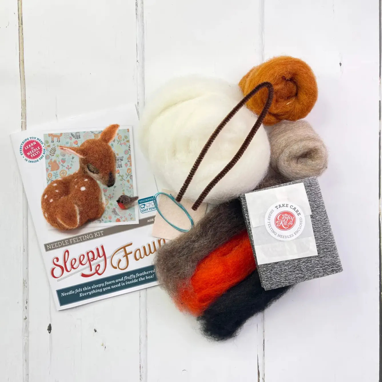 The Crafty Kit Co. Crafts|Children-Sleepy Fawn Needle Felting Craft Kit