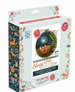 The Crafty Kit Co. Crafts-Sleepy Fox in a Hoop Needle Felting Kit