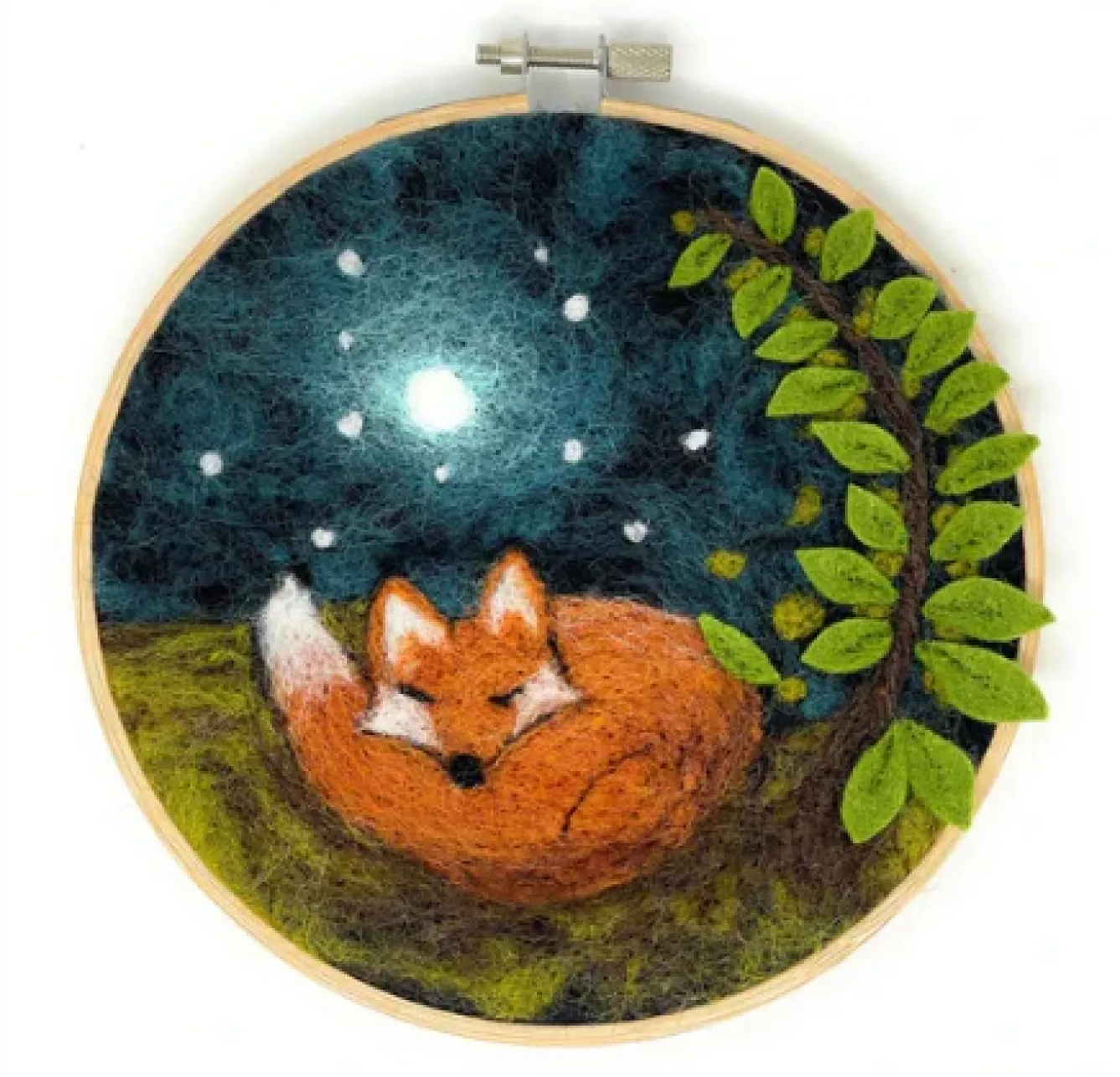 The Crafty Kit Co. Crafts-Sleepy Fox in a Hoop Needle Felting Kit