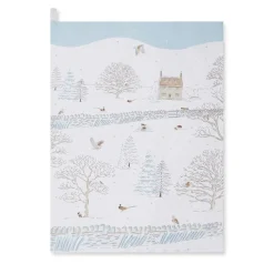 Sophie Allport Seasonal Decor-Snowy Cottage Scene Tea Towel