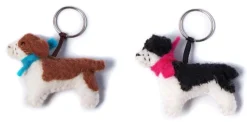 Amica Felt Key Chains-Spencer the Spaniel Key Ring - Pink