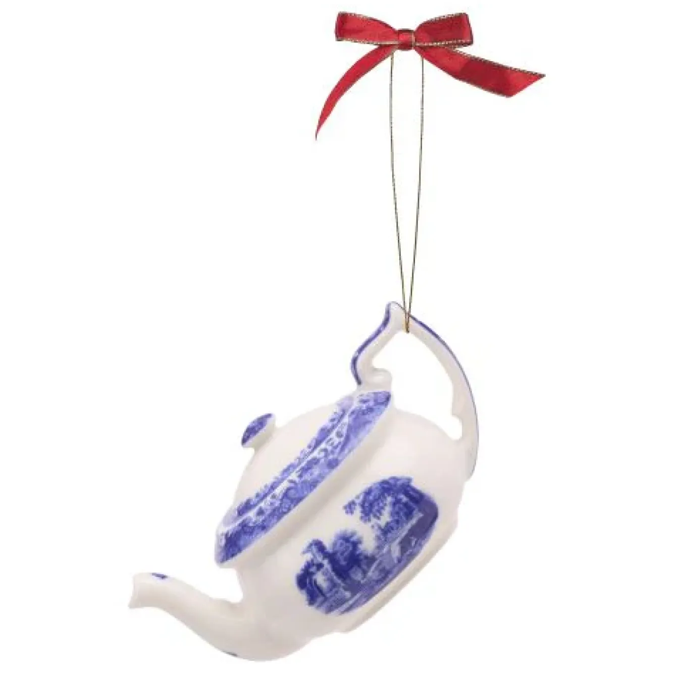 Spode Christmas Decorations-Blue Italian 3 Piece Tea Set Ornaments
