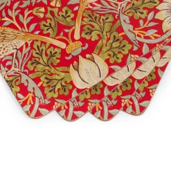 Spode Placemats-Morris and Co Strawberry Thief Red Placemats - Set of 4