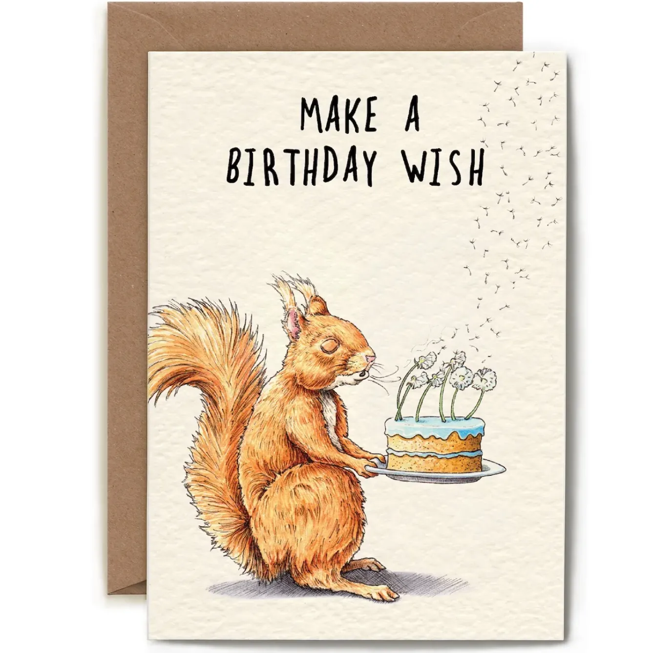 Bewilderbeest Greeting Cards-Squirrel Birthday Wish Greetings Card