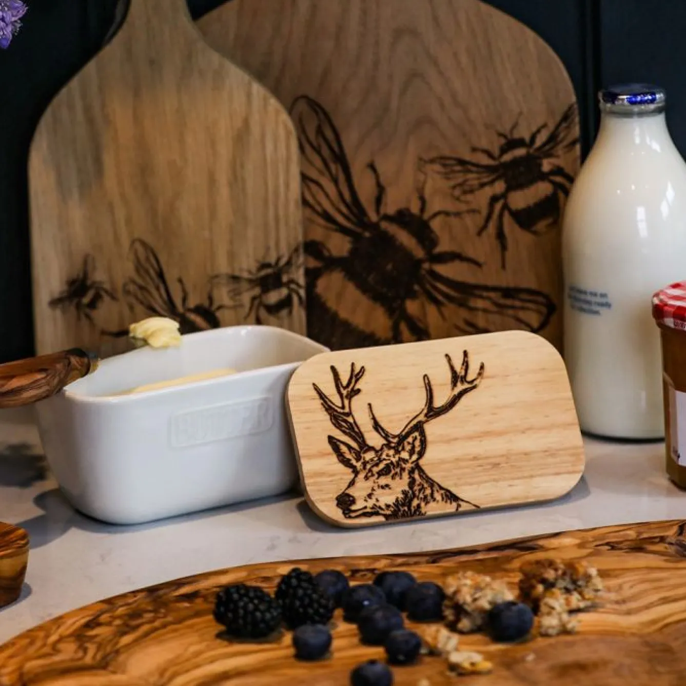 Selbrae Butter Dishes-Stag Ceramic White Butter Dish