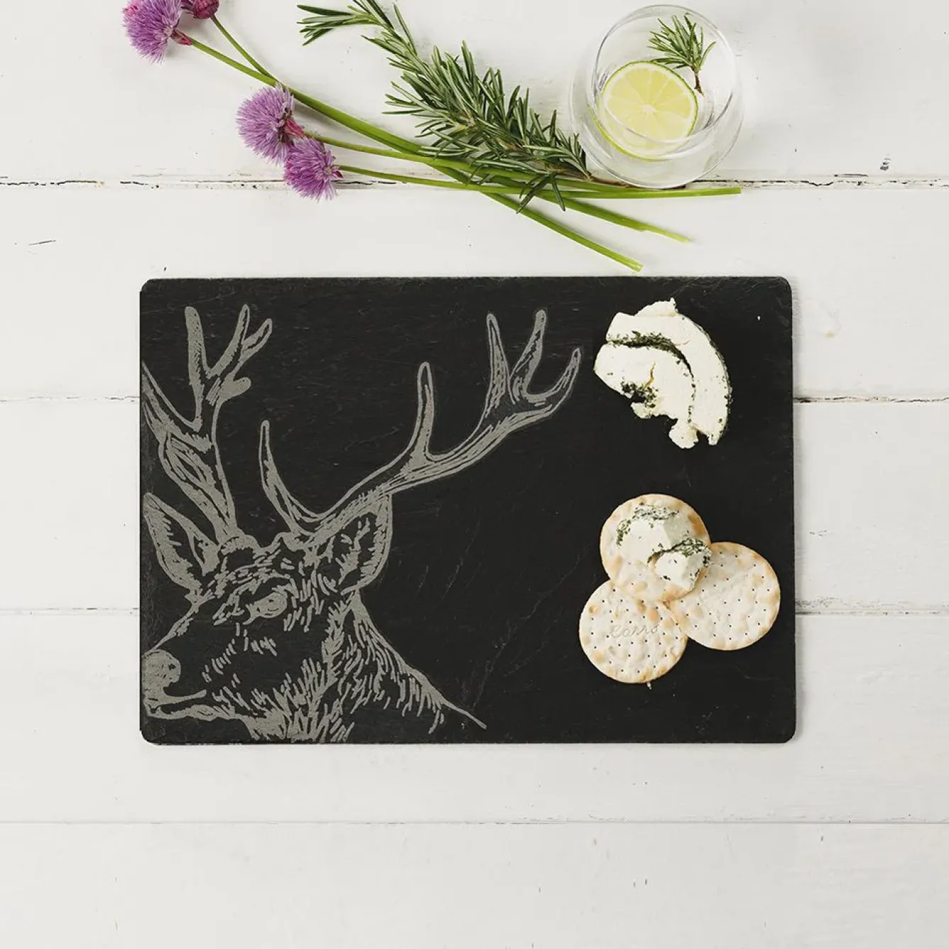 Selbrae Father's Day|Serving Plates & Boards-Stag Slate Cheese Board