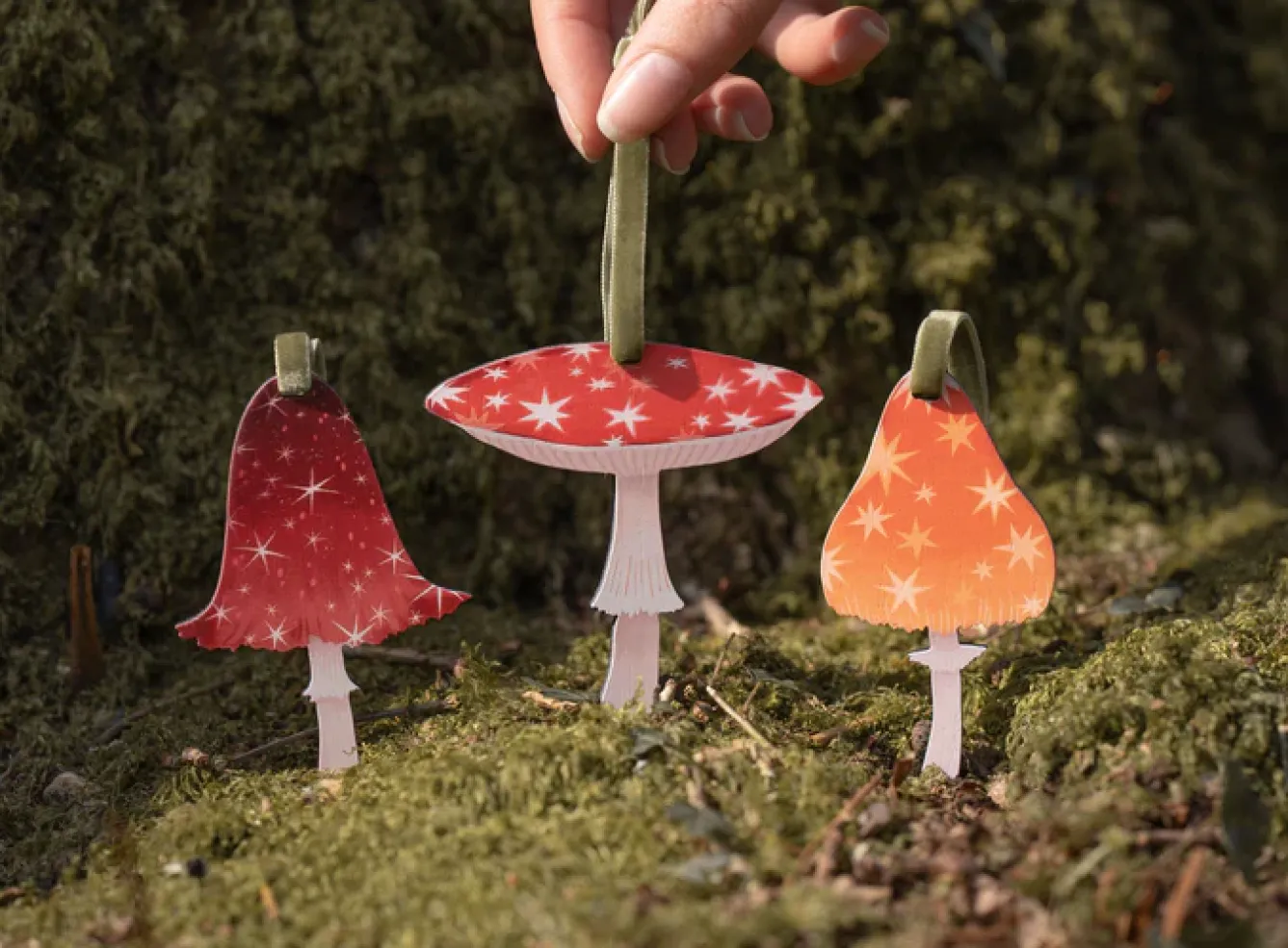Dapple & Dot Christmas-Starry Mushroom Wooden Decorations