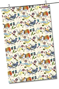 Emma Ball Tea|Tea Towels-Stitched Birdies Tea Towel