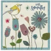 Emma Ball Greeting Cards-Stitched Birdies With Sympathy Greetings Card