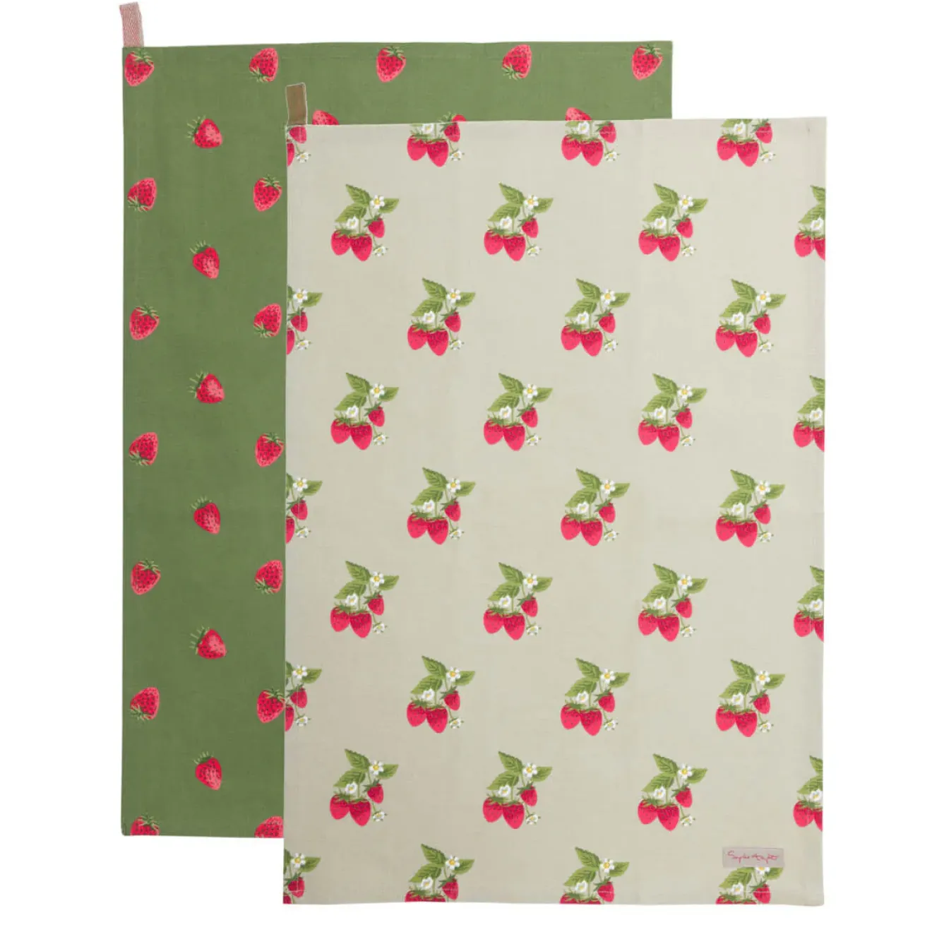 Sophie Allport Tea|Tea-Strawberries Set of 2 Tea Towels by