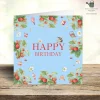 West Country Designs Greeting Cards-Strawberry Bee Birthday Card