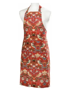William Morris Aprons-Strawberry Thief Red Cotton Apron