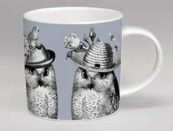 Repeat Repeat Animals|Animals-Sunday Best Owls Bone China Mug - Grey