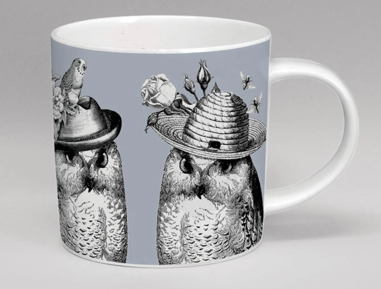 Repeat Repeat Animals|Animals-Sunday Best Owls Bone China Mug - Grey